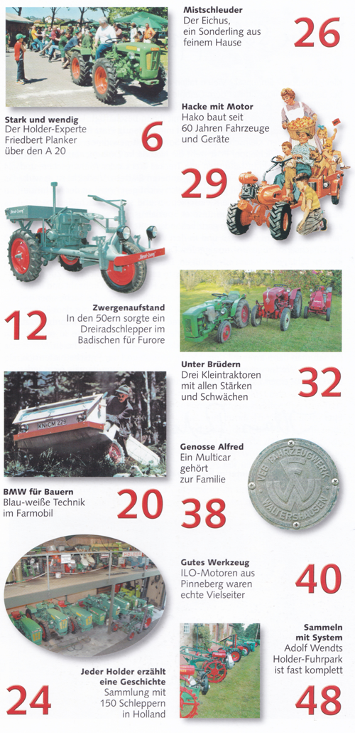 Inhalt Schlepper Post Sonderheft "Kleinschlepper"